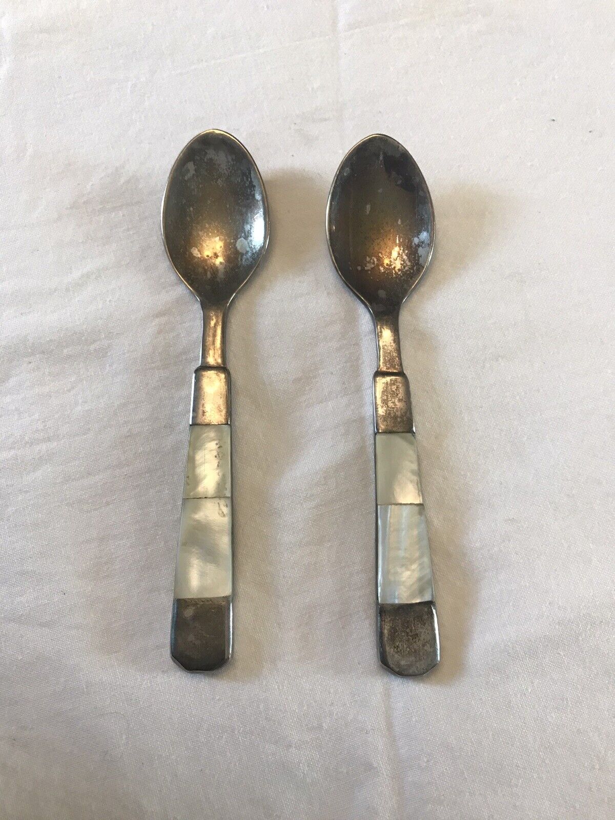 Two Unique Towle Antique Silver Ivory? Tea Spoons