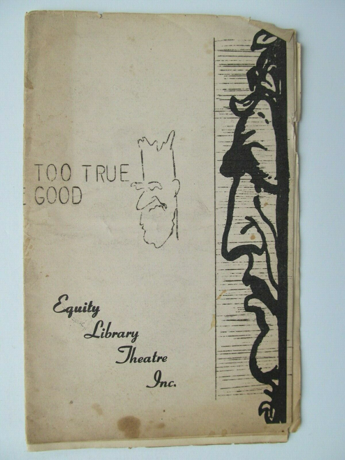 Vintage Program - Shaw: Too True To Be Good (may 1957) Lenox Hill Playhouse
