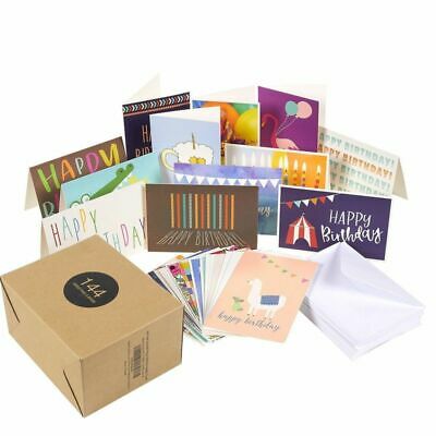 144 Assorted Bulk Greeting Happy Birthday Cards 36 Design W/envelopes, 4"x6"