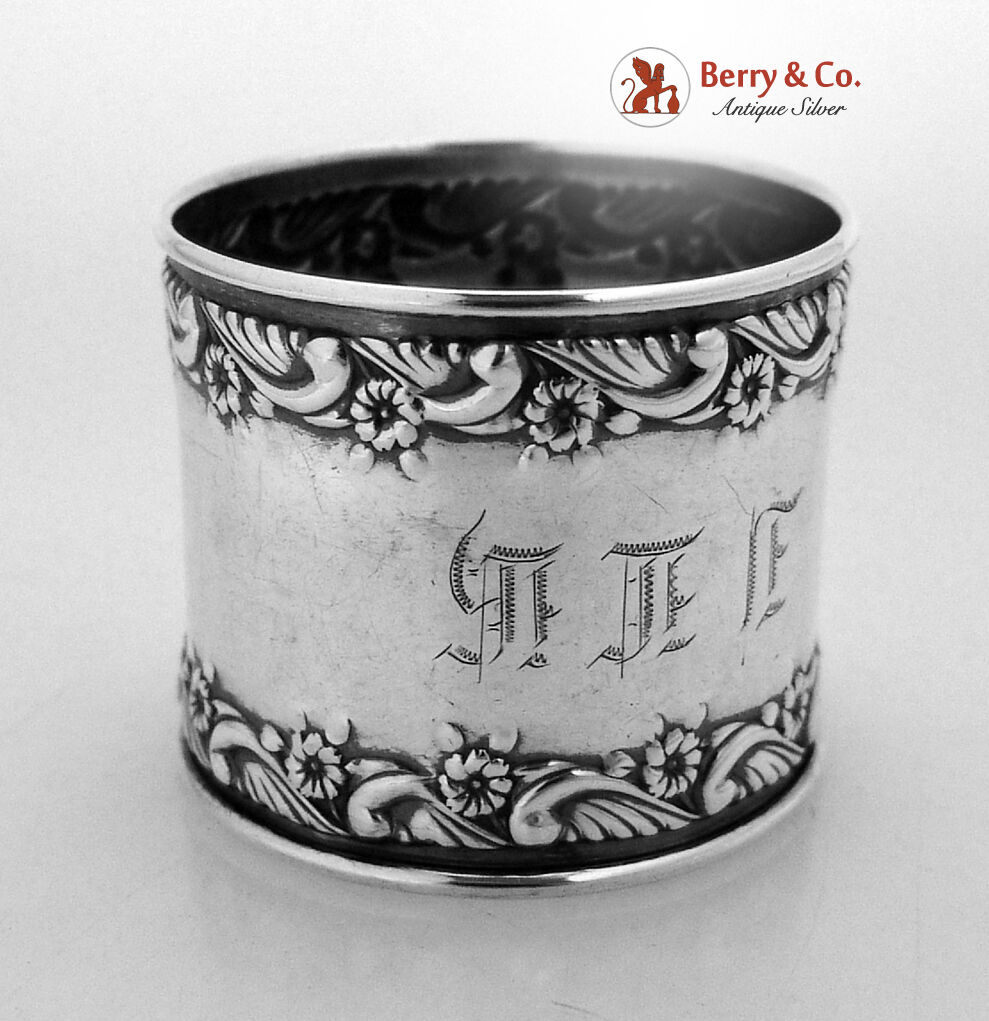 Old English Napkin Ring Towle Sterling Silver 1892 Monogram Jlh