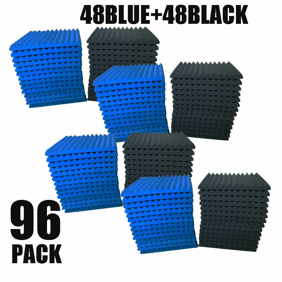 96 Pack 12"x 2"x1" Acoustic Foam Panel Wedge Studio Soundproofing Wall Tiles-usa