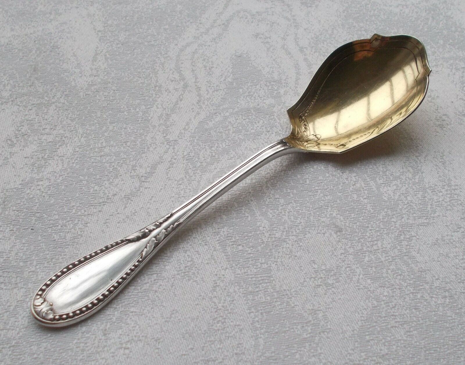 Rare Elegant Serving Spoon In Art Nouveau Style 950er Sterling Silver From